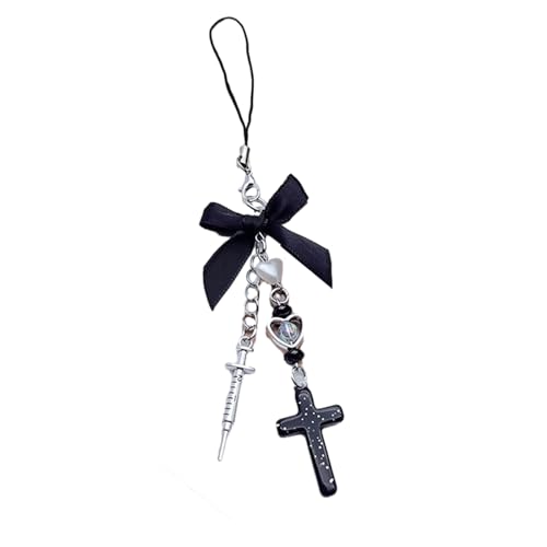 Maxtonser Modischer Handy-Anhänger mit Schleife, niedliche Perlen, Handy-Anhänger, stilvolle Kreuz-Herz-Handykette, Legierungsmaterial, Geschenk für Frauen, Schleife, Kreuz, Schwarz Maxtonser Modischer Handy-Anhänger mit Schleife, niedliche Perlen, Handy-Anhänger, stilvolle Kreuz-Herz-Handykette, Legierungsmaterial, Geschenk für Frauen, Schleife, Kreuz, Schwarz von Maxtonser