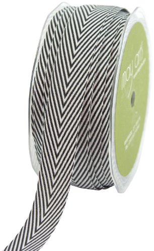 May Arts 1,9 cm x 27,7 m breites Band, schwarzer Twill-Stoff mit Chevron-Streifen May Arts 1,9 cm x 27,7 m breites Band, schwarzer Twill-Stoff mit Chevron-Streifen von May Arts