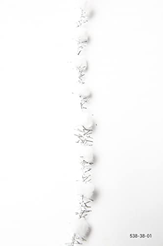 May Arts Ribbon Weiß/Silber Pompon mit metallischen Fransen, 9,5 mm, Polyester, 10 yd von May Arts