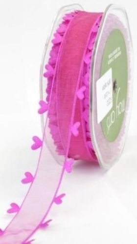 May Arts Sheer Herz Edge Schleifenband Organza Trim – 25 mm breit, fuchsia (Senden von Meter) von May Arts