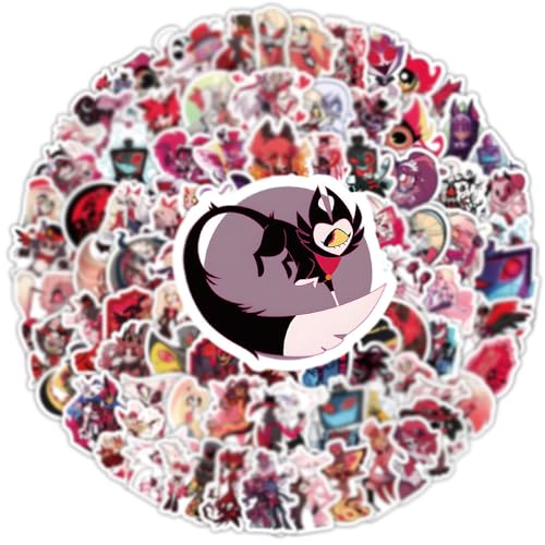 100 Hazbin Hotels Aufkleber Wasserdichte Graffiti Stickers, Anime Hazbin Angel Dust DIY Gepäck Kühlschrank Laptop Skateboard Aufkleber Personalisierte Kombination Nicht Wiederholt, Mehrfarbig von MayDee