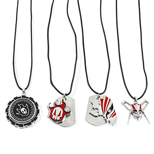 4 Halskette Kurosaki Ichigo Masken Peripheral Anhänger Schmuck Anime Halsketten Für Frauen Männer, Metall Anhänger Schwarze Seilkette 4 Halskette Kurosaki Ichigo Masken Peripheral Anhänger Schmuck Anime Halsketten Für Frauen Männer, Metall Anhänger Schwarze Seilkette von MayDee