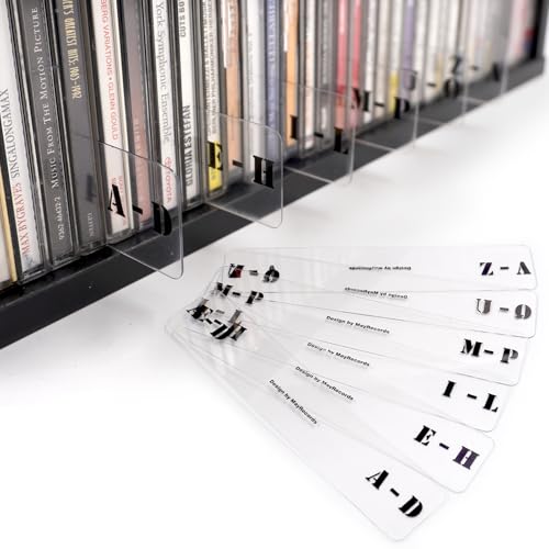 MayRecords CD/EP-Vinyl-Schallplatten-Trennblätter, 6 Stück, alphabetische A-Z, CD-Register, Karteikarte zum Organisieren von Discs und Musiksammlungen und Aufbewahrung (horizontal) von MayRecords