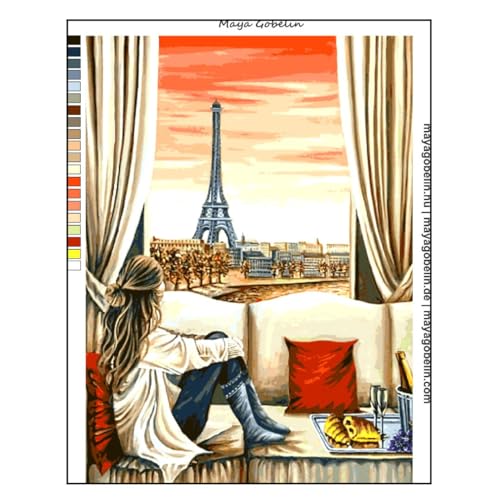 Maya Gobelin Die Stimmung von Paris, (MG-228), 30x40 cm, Stickbild Stickpackung Halber Kreuzstich von Maya Gobelin