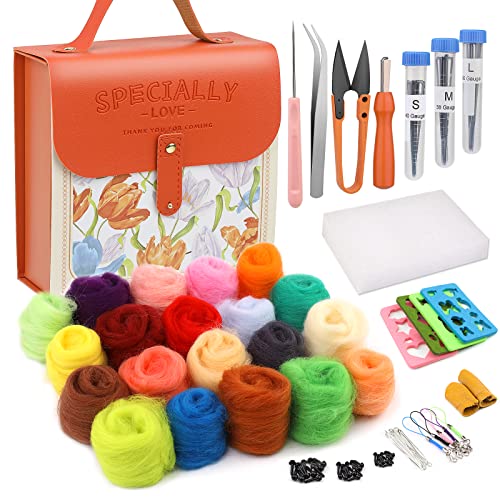 Mayboos Nadelfilz-Set, Wollgarn, 20 Farben, Wollfilzwerkzeug, Starter-Set, Filzformen mit tragbarer Aufbewahrungsbox für Heimwerker, Handwerk, Heimdekoration, Geschenk Mayboos Nadelfilz-Set, Wollgarn, 20 Farben, Wollfilzwerkzeug, Starter-Set, Filzformen mit tragbarer Aufbewahrungsbox für Heimwerker, Handwerk, Heimdekoration, Geschenk von Mayboos