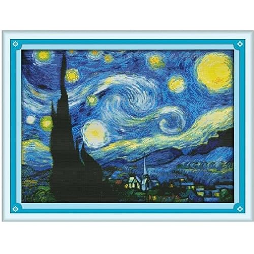 Maydear Kreuzstich-Set, gestempelt, komplettes Sortiment an Stickerei-Starter-Kits für Anfänger, DIY, 11-fädig, 3 Stränge, Sternennacht von Van Gogh, 58 x 45,7 cm Maydear Kreuzstich-Set, gestempelt, komplettes Sortiment an Stickerei-Starter-Kits für Anfänger, DIY, 11-fädig, 3 Stränge, Sternennacht von Van Gogh, 58 x 45,7 cm von Maydear