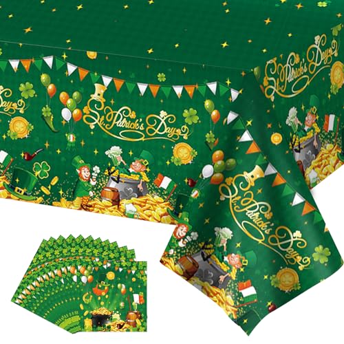 Mayoii St. Patrick's Day Tischdecke mit Servietten-Set, 137 x 274 cm, grüne Tischdecke im irischen Stil, wasserdicht, rechteckig, Kunststoff-Tischdecke für St. Patrick's Day-Party-Dekorationen Mayoii St. Patrick's Day Tischdecke mit Servietten-Set, 137 x 274 cm, grüne Tischdecke im irischen Stil, wasserdicht, rechteckig, Kunststoff-Tischdecke für St. Patrick's Day-Party-Dekorationen von Mayoii