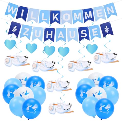 Mayoii Welcome Home Baby, Baby Shower Party Decoration, Stork Birth Welcome Home Reception Party Decoration for Outdoors, Newborn Celebrations(Blue-Set-2) von Mayoii