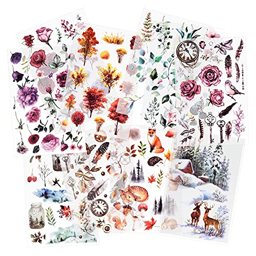 10 Blätter Transferaufkleber einreiben Sammelalbum Aufkleber Blumenaufkleber Dekorationsplaner Aufkleber Pflanzenaufkleber für Scrapbooking Tagebuch Album Bullet Journals DIY Arts and Crafts (Forest) von Mayplous