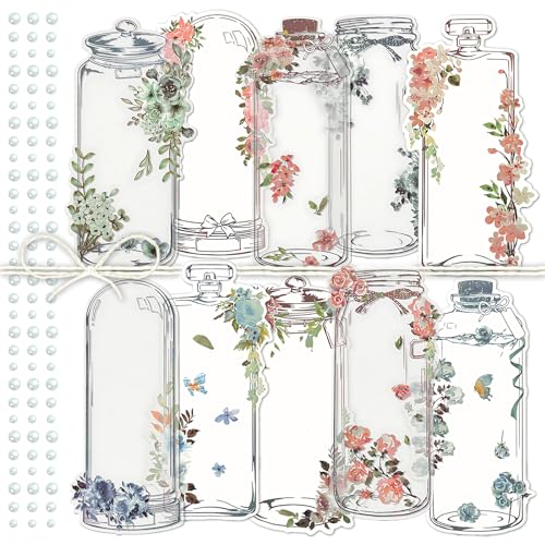 2 Packungen Blumen- und Flaschenkarton, Aquarell-Blumen-Scrapbooking-Papierkarton, transparente Flaschen-Hintergrundkarte, dekorative Rahmen-Rückwandkarte für die Herstellung von Collagenkarten(Aqua) 2 Packungen Blumen- und Flaschenkarton, Aquarell-Blumen-Scrapbooking-Papierkarton, transparente Flaschen-Hintergrundkarte, dekorative Rahmen-Rückwandkarte für die Herstellung von Collagenkarten(Aqua) von Mayplous