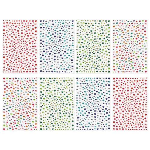 2600 Stück Acryl-Strass-Aufkleber selbstklebend Edelstein-Aufkleber-Blatt zum Aufkleben auf Diamanten zum Basteln Scrapbooking Kartenherstellung, Collage rückseitig geklebt 4 Größen 3/4/5/6mm (Carat) von Mayplous