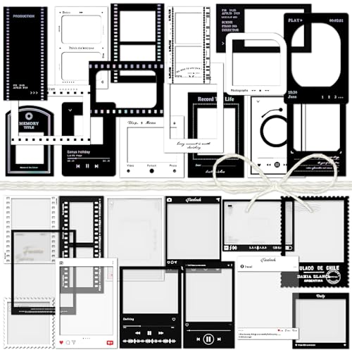 3 Packungen Filmstreifenaufkleber Papierausschnitte Stempelaufkleber Collagenpapier Bilderrandbereich Schwarz-Weiss Scrapbooking-Zubehör zum asteln, Kartenmachen, für Tagebücher, Sticker (Episode) von Mayplous