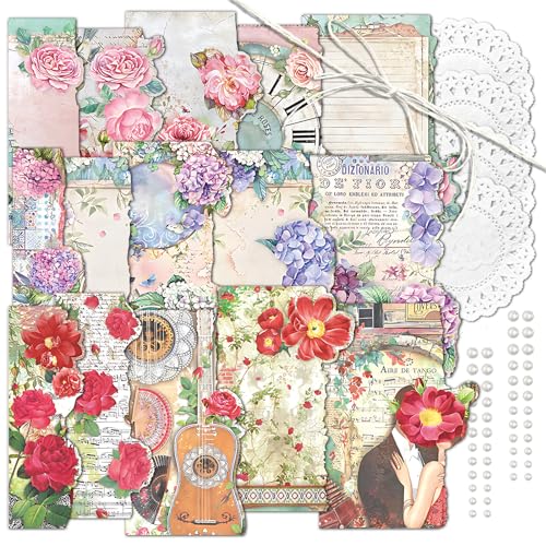 3 Packungen Vintage-Blumenpapier, Scrapbooking-Papier, dekoratives Papier, Decoupage-Papier für Kartenherstellung, Kunst und Handwerk, Collage, Geschenkverpackung, DIY, Scrapbooking, Tagebuch (Ella) von Mayplous