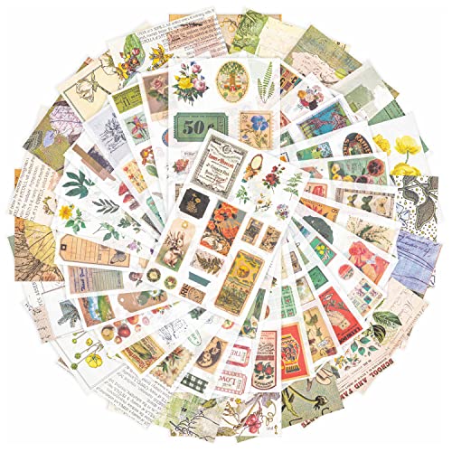 50 Seiten Vintage Scrapbook-Aufkleber und Scrapbook-Papier, dekorative Washi-Aufkleber, Retro-Decoupage-Papier, Aufkleberbuch für Erwachsene für Scrapbooking, Journaling, Kartenherstellung (Lime) von Mayplous