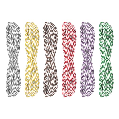 6 Bündel x 10 Meter, bunte dekorative Baumwollschnur, Bastelschnur, Geschenkband, 2 mm Seil für Gartenarbeit, Stricken, handgefertigtes Weihnachtsbasteln (Sara) von Mayplous