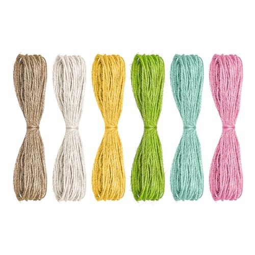 6 Bündel x 10 Meter, mehrfarbige dekorative Juteschnur, farbiges Band, Kordel aus natürlichem Sackleinen für Gartenarbeit, handgefertigtes DIY-Kunsthandwerk, Geschenkverpackung, Party (Susan) von Mayplous