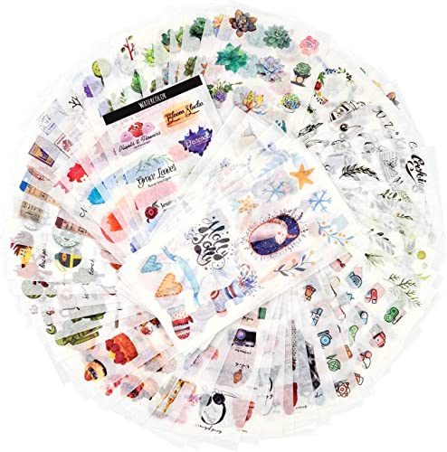 72 Blätter Scrapbooking Sticker Journal Sticker Erwachsene Washi Aufkleber Planner Aufkleber Decor Aufkleber 12 Themen Sortiert für Tagebuch Notizbuch DIY Kunst und Handwerk (Freizeit Leben) von Mayplous