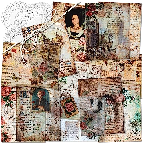 Vintage-Musterpapier, Scrapbooking-Papier, dekoratives Papier, Decoupage-Papier, einseitig, verschiedene Designs, keine Wiederholung, für Kartenherstellung, Kunst und Bastelcollage (Emily) von Mayplous