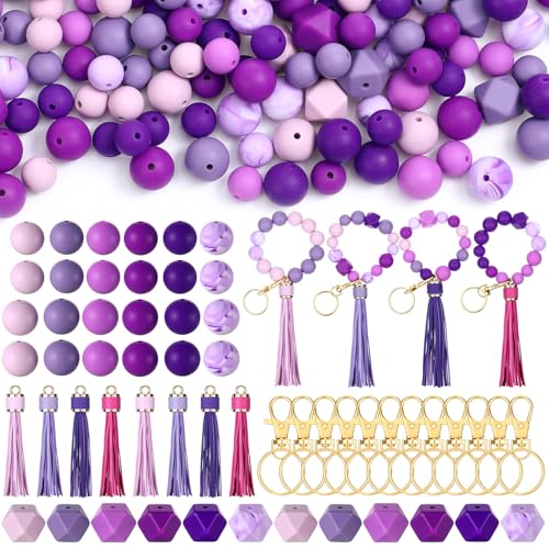 Maysing Silikonperlen für Schlüsselanhängerherstellung, lila, 15 mm, 12 mm, rund, 14 mm, polygonale Silikonperlen für Schlüsselanhänger, DIY, Halsketten, Armbänder, Schmuck, Handwerk, Geschenk, 313 Maysing Silikonperlen für Schlüsselanhängerherstellung, lila, 15 mm, 12 mm, rund, 14 mm, polygonale Silikonperlen für Schlüsselanhänger, DIY, Halsketten, Armbänder, Schmuck, Handwerk, Geschenk, 313 von Maysing