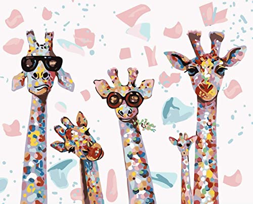 Malen Nach Zahlen Erwachsene Kinder Anfänger DIY Handgemalt Ölgemälde auf Leinwand Kit für Home Deko Geburtstag Weihnachten Geschenk,Giraffe-01,40X50CM von Maysurban