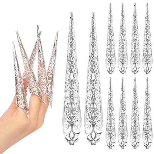 Mayueri Finger Nagelspitze Klauenringe Ancient Queen Style Kostüm Fingerspeicher Klauen Nagel Ringe Dekoration Accessoire für Cosplay Drama Dance Show Halloween Party Gold Silber Iron (1) von Mayueri