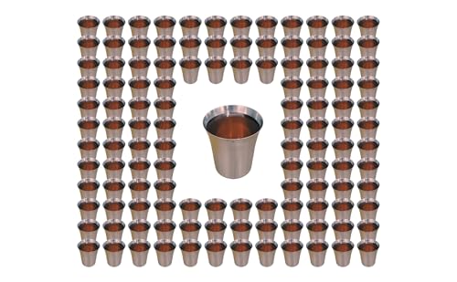 Mayur Exports Kommunionsbecher für Kirchen | 120er-Set für Wein-Kommunionstabletts | Becher für Weihsaft | Ideal für Gottesdienste | Edelstahl – Satin-Finish (matt) von Mayur Exports