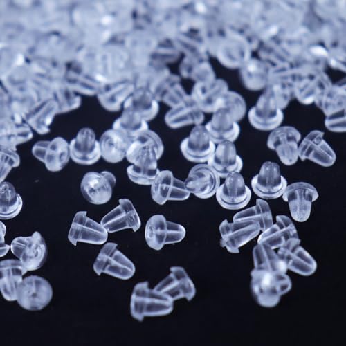 1000 Stück Kugel-Ohrring-Verschlüsse, Sicherheits-Verschlüsse, transparente Ohrring-Verschlüsse, Gummi für Ohrringe von Mazoliy