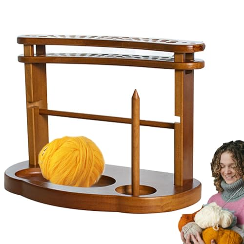 Handgefertigter Garnspender aus Holz, Garnkugelhalter, großer Garnspender, robuste doppellagige Garnaufbewahrung und Kugelhalter für Pullover, Socken, Hüte von Mbiyhgta