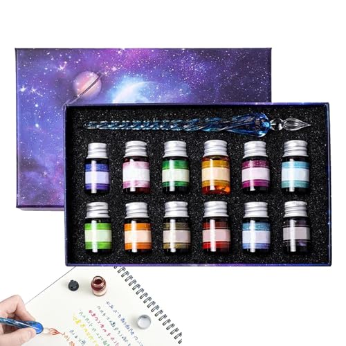 Kalligraphie-Set für Anfänger, Kalligraphie Füller Set mit Füllfederhalter für Anfänger, Füller und Tinte, vielseitiges Kalligraphiezubehör aus Glas für die Schule zu Hause Kalligraphie-Set für Anfänger, Kalligraphie Füller Set mit Füllfederhalter für Anfänger, Füller und Tinte, vielseitiges Kalligraphiezubehör aus Glas für die Schule zu Hause von Mbiyhgta