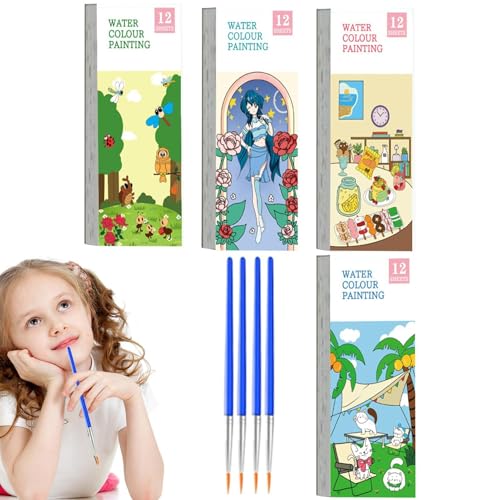 Malstempel, Malpapier, 4 x Taschenmalstempel für Malerei | Aquarell-Malbuch, Malbücher für Erwachsene, Malstempel, Malpapier, 4 x Taschenmalstempel für Malerei | Aquarell-Malbuch, Malbücher für Erwachsene, von Mbiyhgta