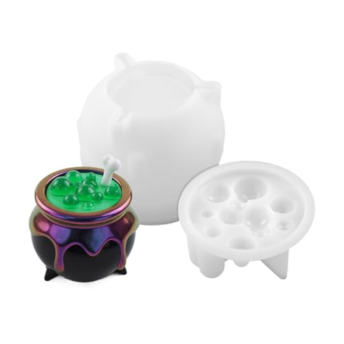 Mbiyhga Halloween Gussform - Halloween Cauldron Form für Epoxidharz | Wiederverwendbare einfache Freisetzung Schimmelpeant -Lieferungen für Mädchen Kinder Erwachsene Prof. von Mbiyhgta