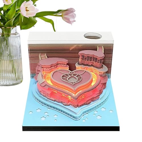 Mbiyhgta 3D Tischkalender 2025, Kalender 2025 | Papier Skulptur Kunst Notizblock | Bürodekoration Valentinstag Design mit Licht, Kalender Skulptur Mbiyhgta 3D Tischkalender 2025, Kalender 2025 | Papier Skulptur Kunst Notizblock | Bürodekoration Valentinstag Design mit Licht, Kalender Skulptur von Mbiyhgta