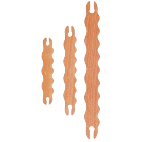 Mbiyhgta Holzwellenstäbchen, Holzwebmarker | Wellige Stick -Shuttles -Webenstangen 3 Teile,Handgefertigte Bastelstäbe, Strickwerkzeuge für Handwerk, Strickprojekte von Mbiyhgta