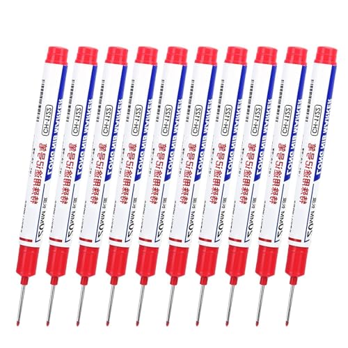Mbiyhgta Markierstift für Löcher, Baumarker | Tieflochmarker mit langem Kopf, wasserdicht, Tieflochmarker mit langem Kopf, 10 Stück, Metallmarker, von Mbiyhgta