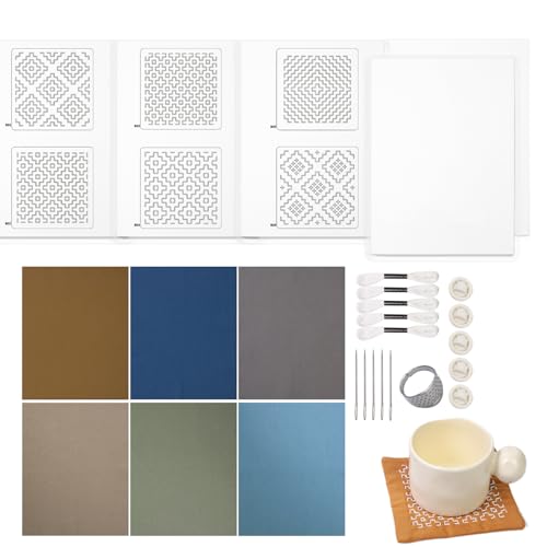 Mbiyhgta Stickerei Kit - Japanisches -Kit, Anfänger -Nähpaket, traditionelles Mending -Kit | Vorgedruckter Stoff mit farbigen Fäden und scharfe Nadel für sichtbare Reparaturpraxis Textilkunstpro Mbiyhgta Stickerei Kit - Japanisches -Kit, Anfänger -Nähpaket, traditionelles Mending -Kit | Vorgedruckter Stoff mit farbigen Fäden und scharfe Nadel für sichtbare Reparaturpraxis Textilkunstpro von Mbiyhgta