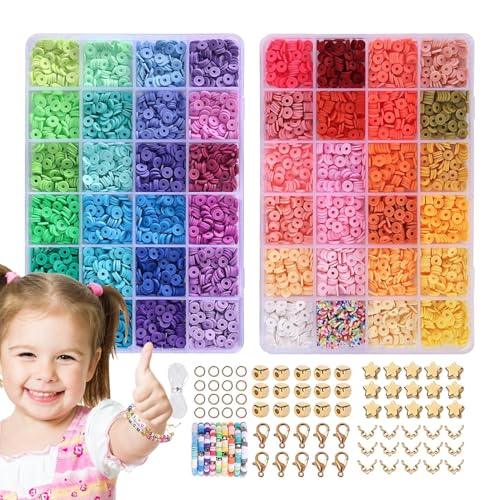 Mbiyhgta Tonperlen Armband Set, Tonperlen Armband Herstellung Kit | Heishi Perlen Set 48 Farben Flache Polymerperlen Heishi Perlen Set Schmuckherstellung Zubehör Perlen Mbiyhgta Tonperlen Armband Set, Tonperlen Armband Herstellung Kit | Heishi Perlen Set 48 Farben Flache Polymerperlen Heishi Perlen Set Schmuckherstellung Zubehör Perlen von Mbiyhgta