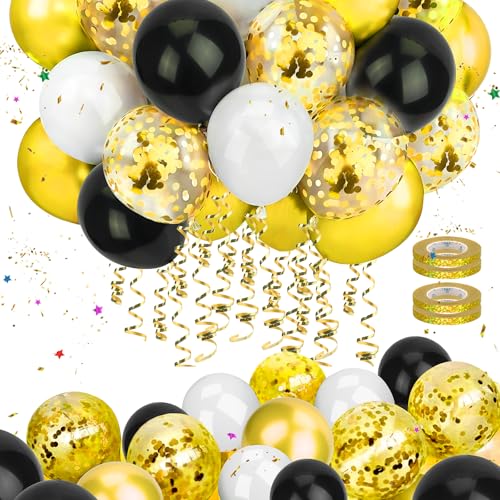 Mbsomnus 60 Stück Luftballons Geburtstag Gold Ballons Hochzeit 30cm Luftballons Metallic Gold Konfetti mit Luftschlangen Schwarz Weiße Helium Latex Ballons für Graduierung Kinder Party Geburtstagdeko Mbsomnus 60 Stück Luftballons Geburtstag Gold Ballons Hochzeit 30cm Luftballons Metallic Gold Konfetti mit Luftschlangen Schwarz Weiße Helium Latex Ballons für Graduierung Kinder Party Geburtstagdeko von Mbsomnus