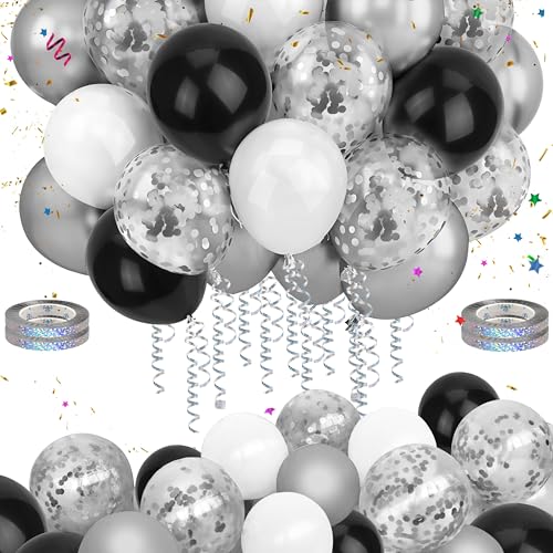 Mbsomnus 60 Stück Luftballons Geburtstag Silber Luftballons Hochzeit 30cm Metallic Silber Ballons Konfetti mit Luftschlangen Schwarz Weiße Helium Latex Ballons für Graduierung Kinder Party Deko Mbsomnus 60 Stück Luftballons Geburtstag Silber Luftballons Hochzeit 30cm Metallic Silber Ballons Konfetti mit Luftschlangen Schwarz Weiße Helium Latex Ballons für Graduierung Kinder Party Deko von Mbsomnus