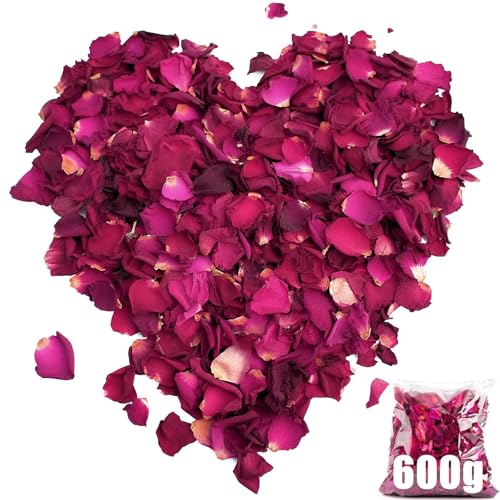 Mbsomnus 600g Blütenkonfetti Hochzeit - Natürliche Getrocknete Rosenblätter, 100% Biologisch Abbaubar für 120 Gäste - Deko für Geburtstag, Vorschlag, Party, Feiern von Mbsomnus