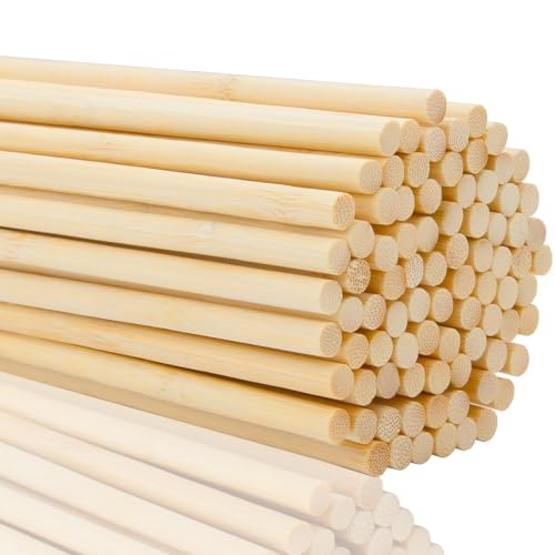 Mbsomnus 80 Stück Holzstäbchen 30cmx6mm Holzstäbe zum Basteln Bambusstäbe Holzstab Rundholz Rundstab Holz für Bastelmaterial Kindererziehung Handgemachte Geschenke Zuckerwatte Stäbe Dekorationen DIY von Mbsomnus