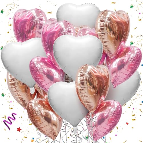 Mbsomnus Herzluftballons 18 Zoll Folienballon 15 Stück Helium Ballons Hochzeit Herz Luftballon Metallic Rosa Weiß Roségold Große luftballons für Geburtstag Party Valentinstag Verlobung Hochzeit Deko Mbsomnus Herzluftballons 18 Zoll Folienballon 15 Stück Helium Ballons Hochzeit Herz Luftballon Metallic Rosa Weiß Roségold Große luftballons für Geburtstag Party Valentinstag Verlobung Hochzeit Deko von Mbsomnus