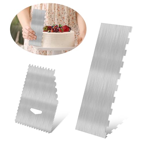 Mbsomnus 2 Stück Tortenschaber Kuchenschaber Edelstahl 22 x 7.8cm Tortenspachtel Zum Glätten mit Teigspachtel 2 in 1 Seitenschaber Kuchen Dekorieren Kamm für Kuchen Buttercreme Mousse Konditoreien DIY Mbsomnus 2 Stück Tortenschaber Kuchenschaber Edelstahl 22 x 7.8cm Tortenspachtel Zum Glätten mit Teigspachtel 2 in 1 Seitenschaber Kuchen Dekorieren Kamm für Kuchen Buttercreme Mousse Konditoreien DIY von Mbsomnus