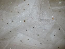 FEINTÜLL Tüll Stoff Pailletten und Glitzer WEISS elastisch PUNKTE Meterware von Mc-Stoff