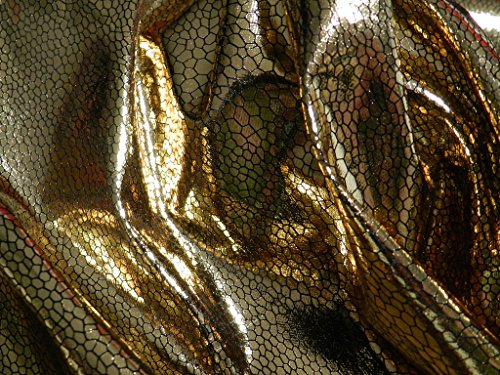 Lackstoff GOLD mit Schlangenmuster Meterware Latex von Mc-Stoff