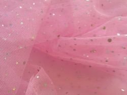 Tüll Stoff rosa mit Pailletten Meterware Glitzer von Mc-Stoff