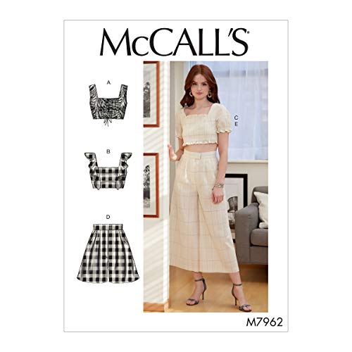 McCall Pattern Company McCall's M7962D5 Women's Crop Top, Shorts, and Flared Leg Pants, Sizes 12-20 Schnittmuster, Papier, weiß, Verschiedene Größen von McCall's