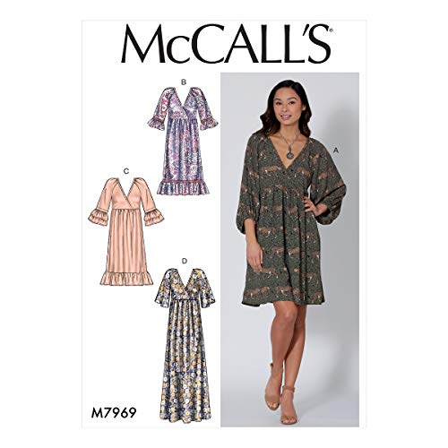 McCall Pattern Company McCall's M7969ZZ Women's Loose Fitting Pleated Pullover Dress Sewing Patterns, Sizes 16-26 Schnittmuster, Papier, weiß, Verschiedene Größen von McCall's