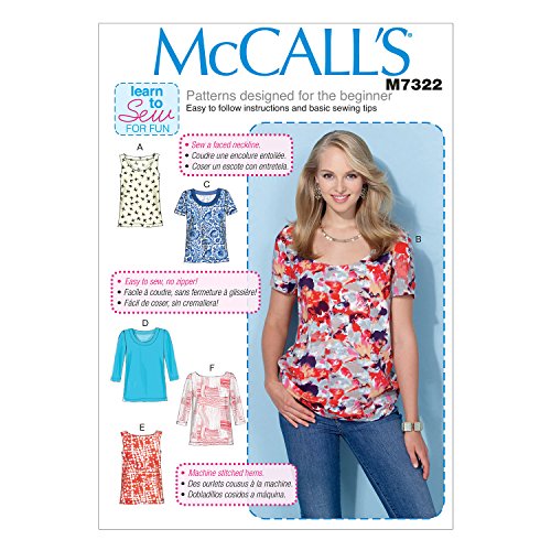 McCall 's Patterns 7322 Y Größen XS – Medium Misses-Tops, Mehrfarbig von McCall's Patterns