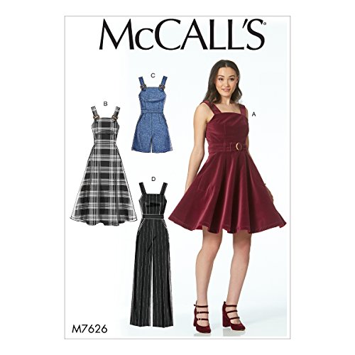 McCall 's Patterns 7626 AX5, Damenkleider, Gürtel, Strampler und Overall, Mehrfarbig von McCall's Patterns