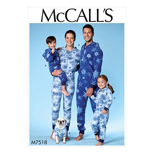 McCall 's Patterns Herren/Damen/Jungen/Mädchen/Kind Jumpsuit und Hundemantel, Mehrfarbig, Größen S-XL von McCall's